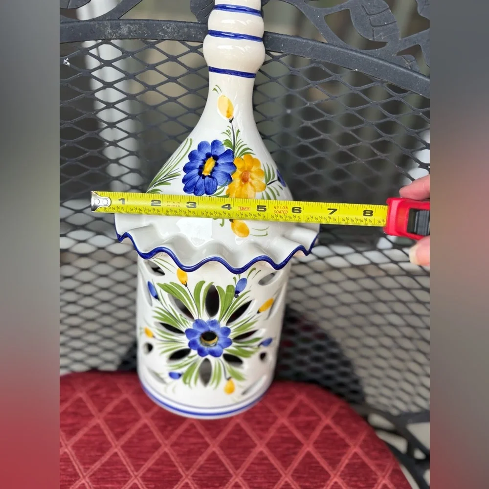 Rare and Unique Floral Ceramic candle sconces, set of 2 from Portugal